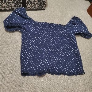 Navy Polka Dot Crop Top